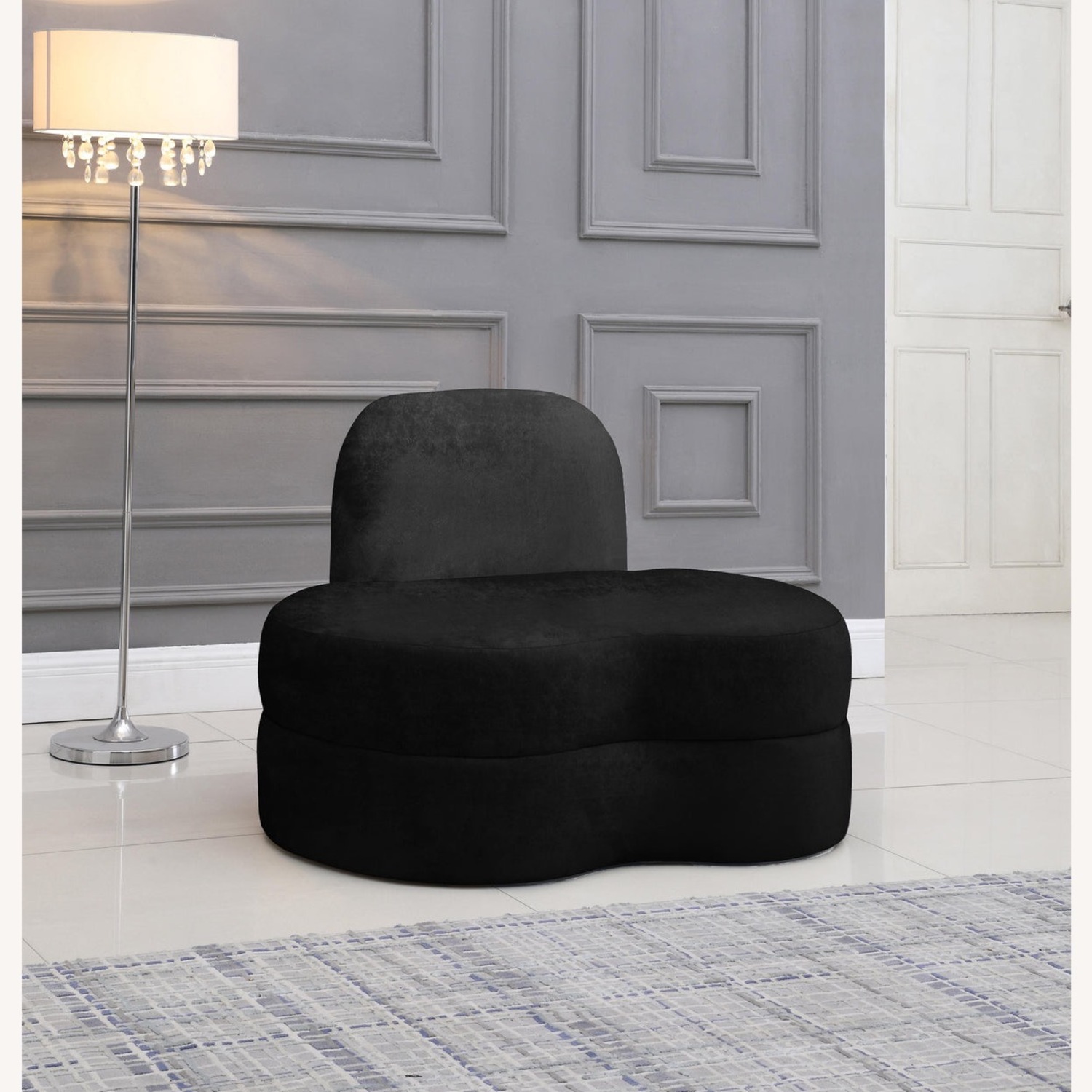 Meridian Mitzy Black Velvet Accent Chair - image-1