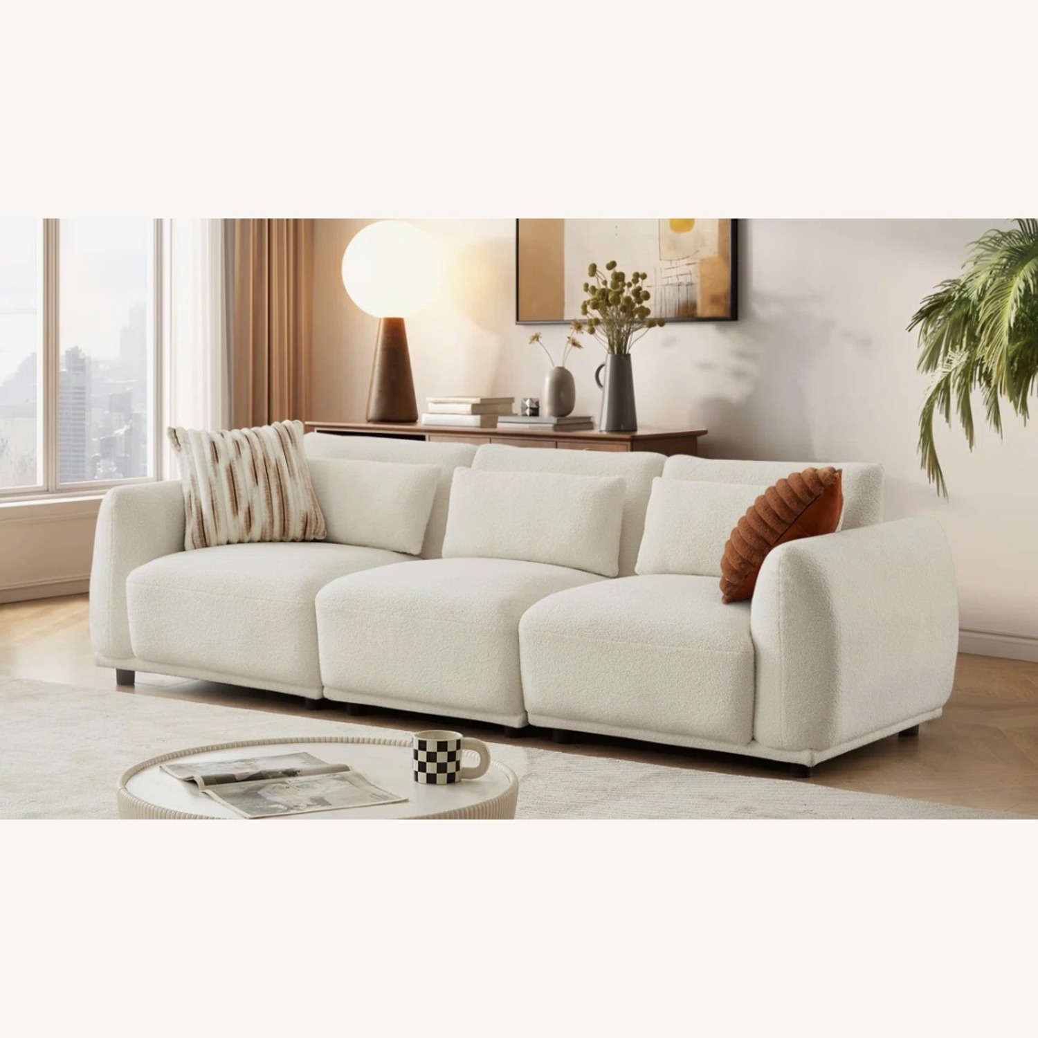 Wayfair White Fabric 3+ Seater Sofa - image-2