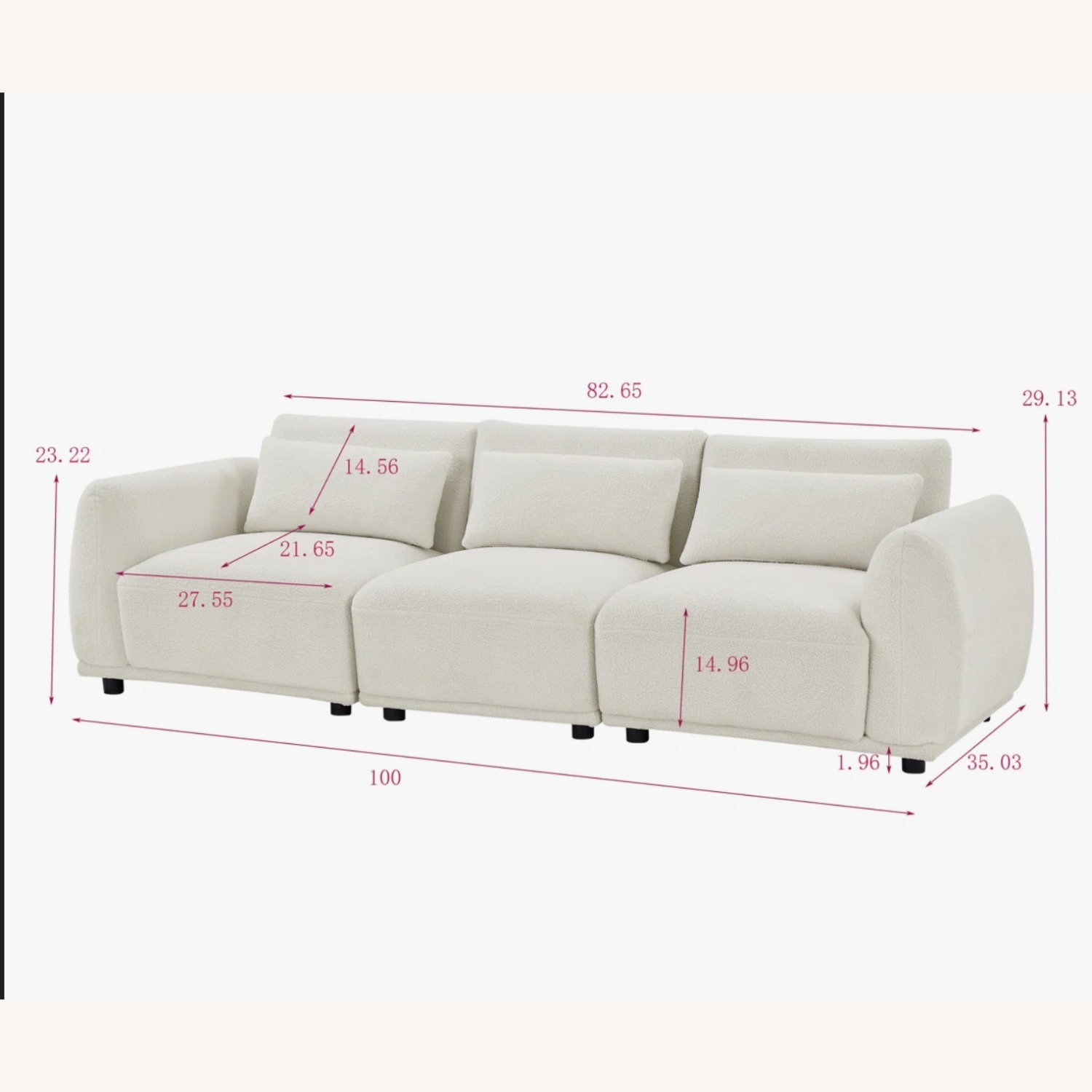 Wayfair White Fabric 3+ Seater Sofa - image-3