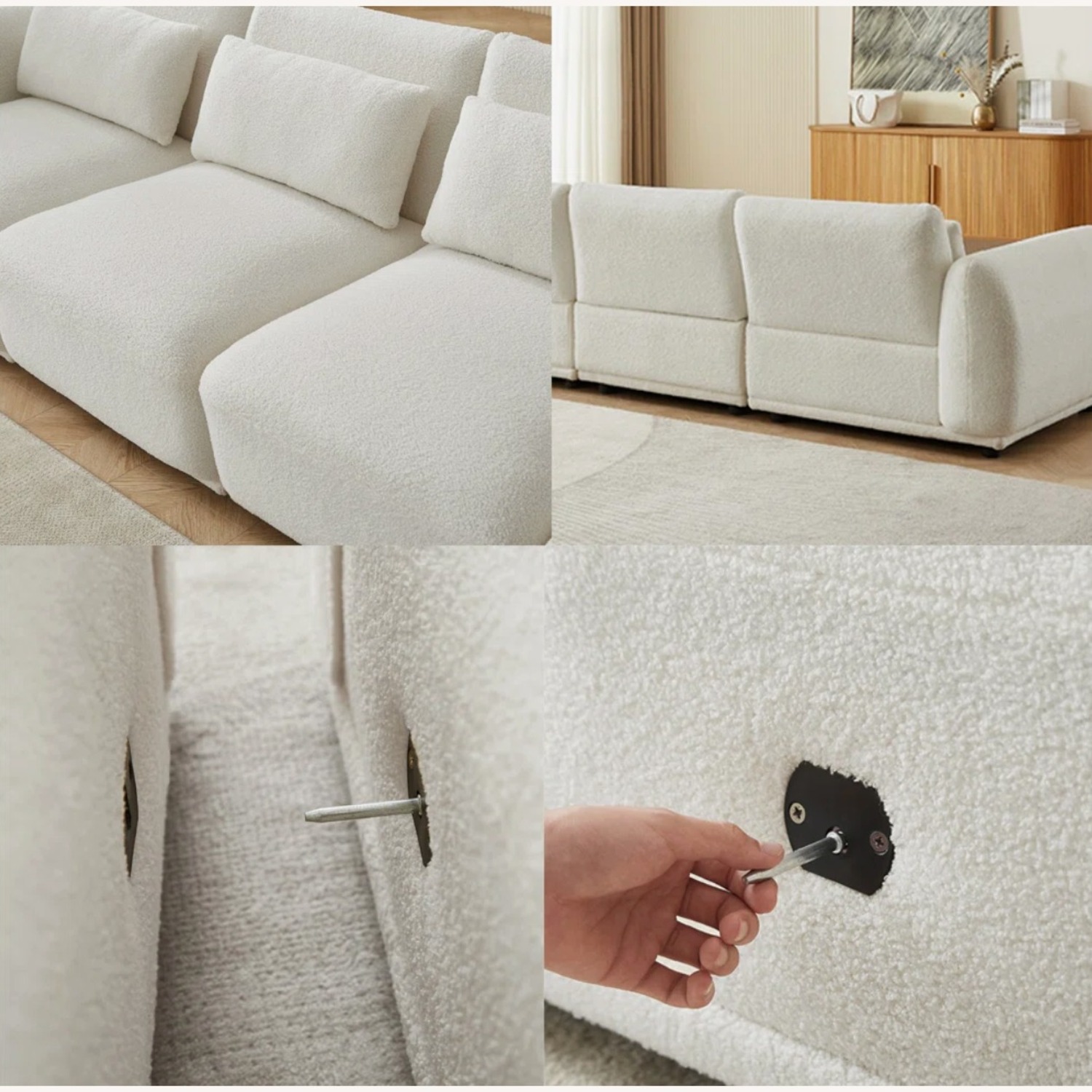 Wayfair White Fabric 3+ Seater Sofa - image-5