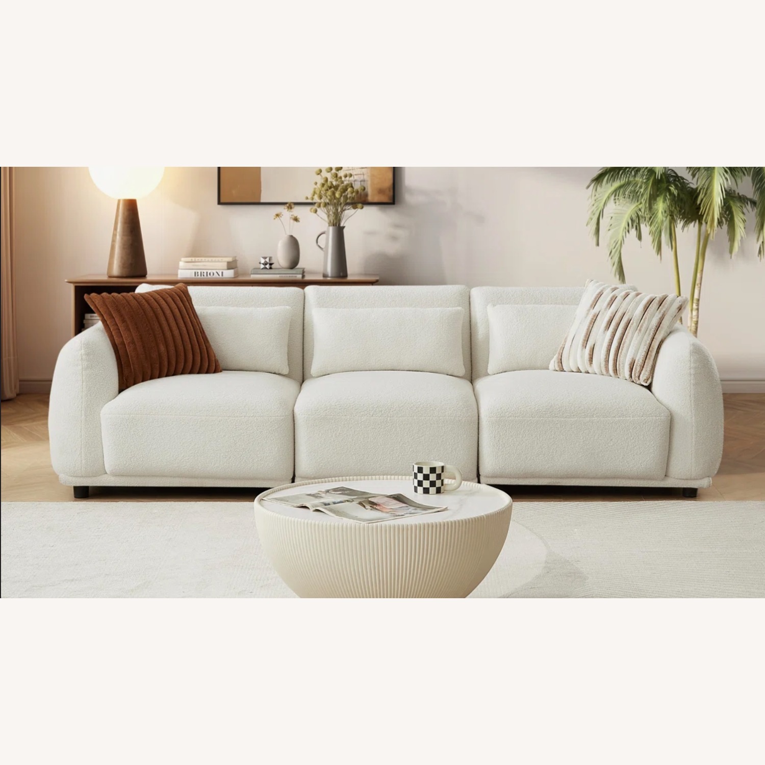 Wayfair White Fabric 3+ Seater Sofa - image-4