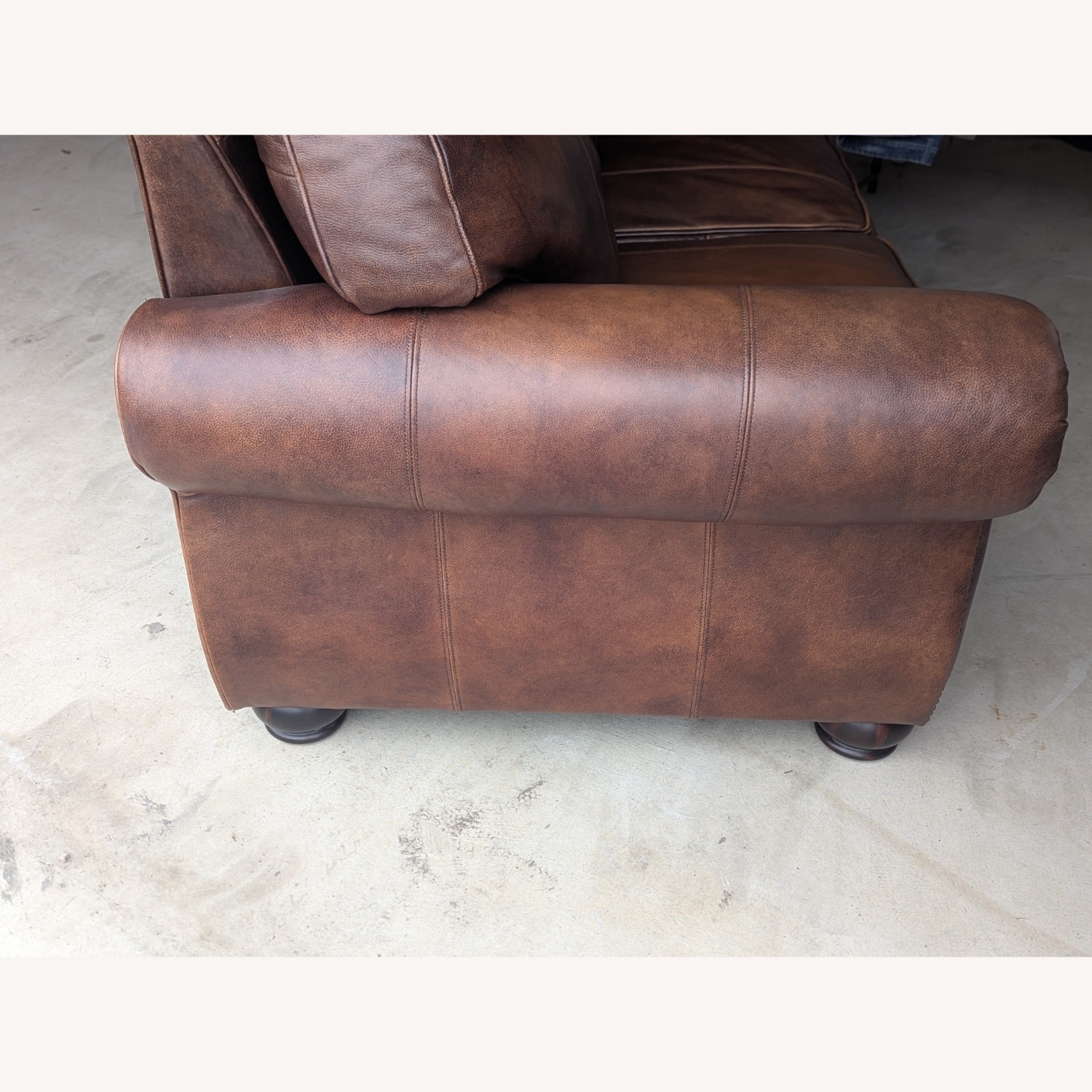 Dark Brown Leather 3+ Seater Sofa - image-3