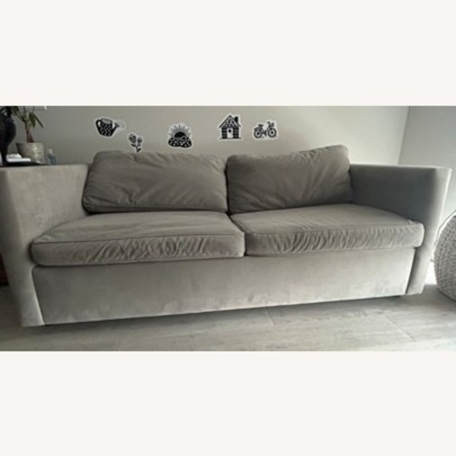 West Elm Harris Light Gray Velvet Sleeper Sofa - image-2