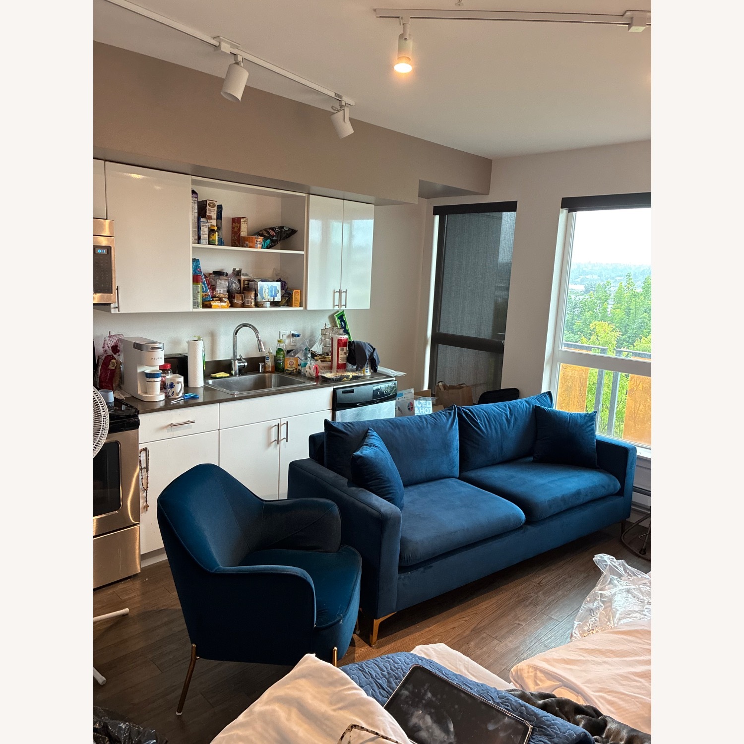 Wayfair Blue Velvet 2 Seater Sofa  - image-1