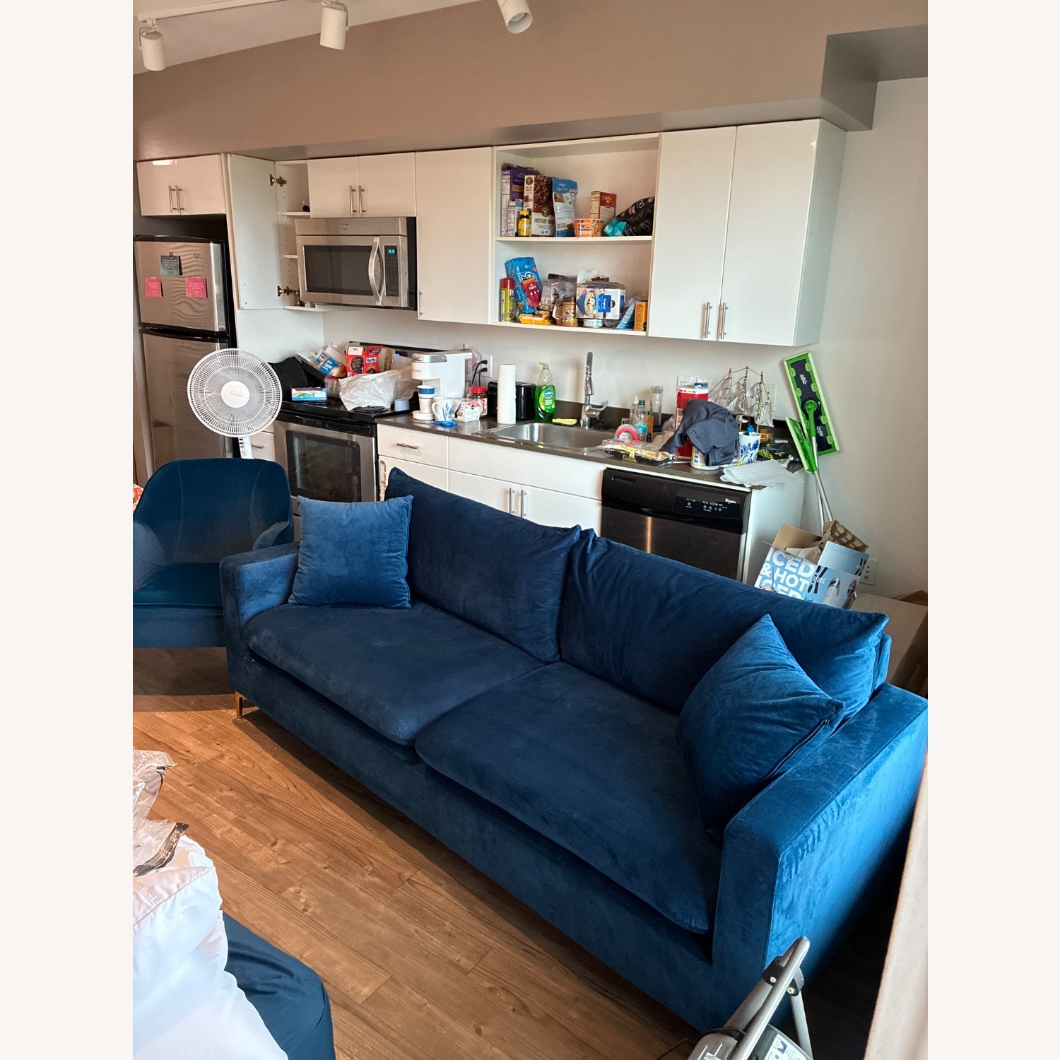 Wayfair Blue Velvet 2 Seater Sofa  - image-2