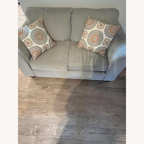 Used Light Gray Microsuede Loveseat for sale on AptDeco