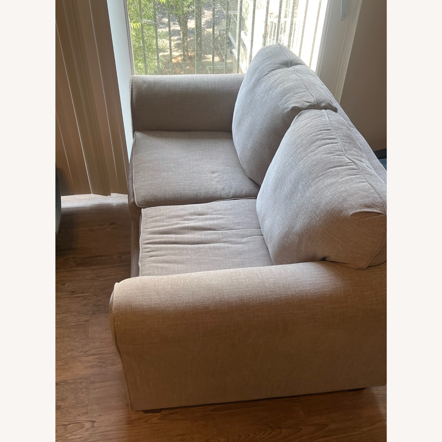 Light Gray Microsuede Loveseat - image-2