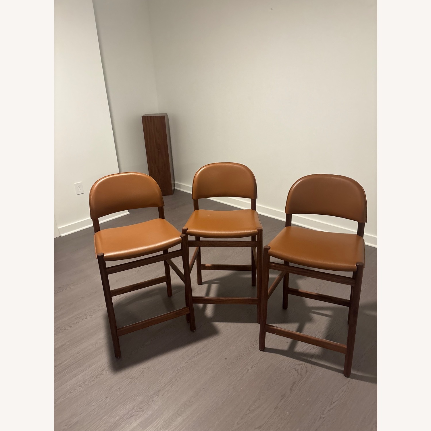 Design Within Reach Dark Brown Leather Stools - image-1