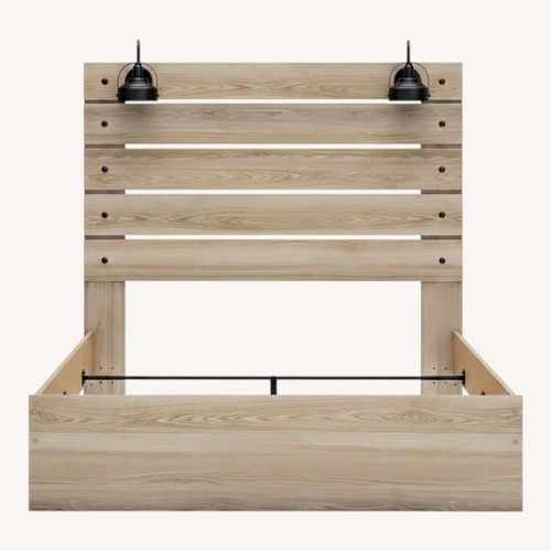 Used Ashley Furniture Modern Light Oak Queen Bed for sale on AptDeco