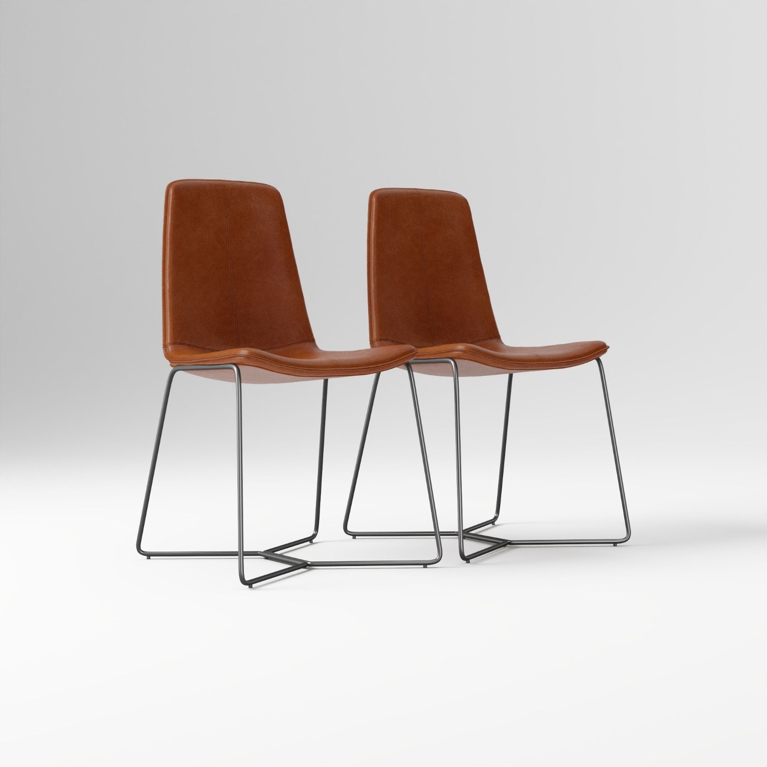 West Elm Slope Leather Dining Chairs  - image-6