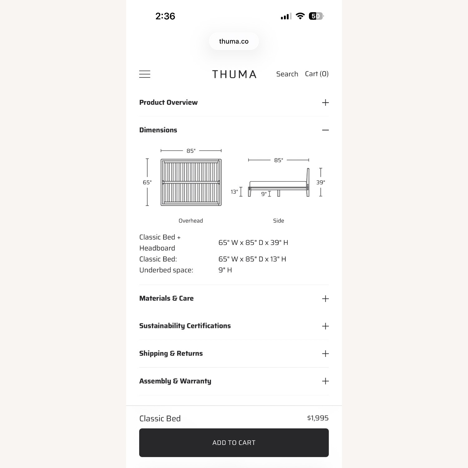 Thuma Classic Queen Bed Frame  - image-2