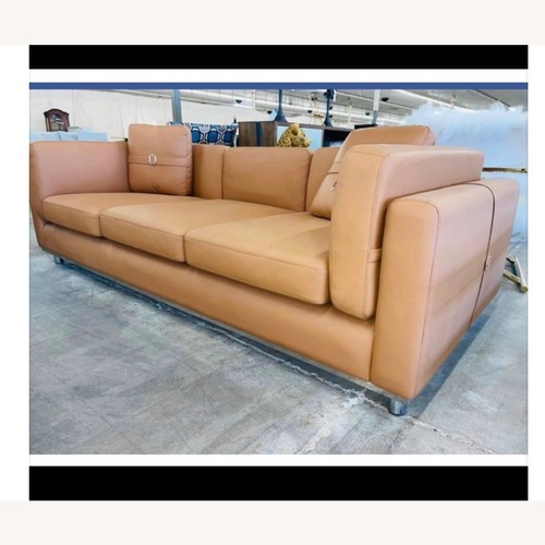 Used Picasso 91" Genuine Leather Square Arm Sofa for sale on AptDeco