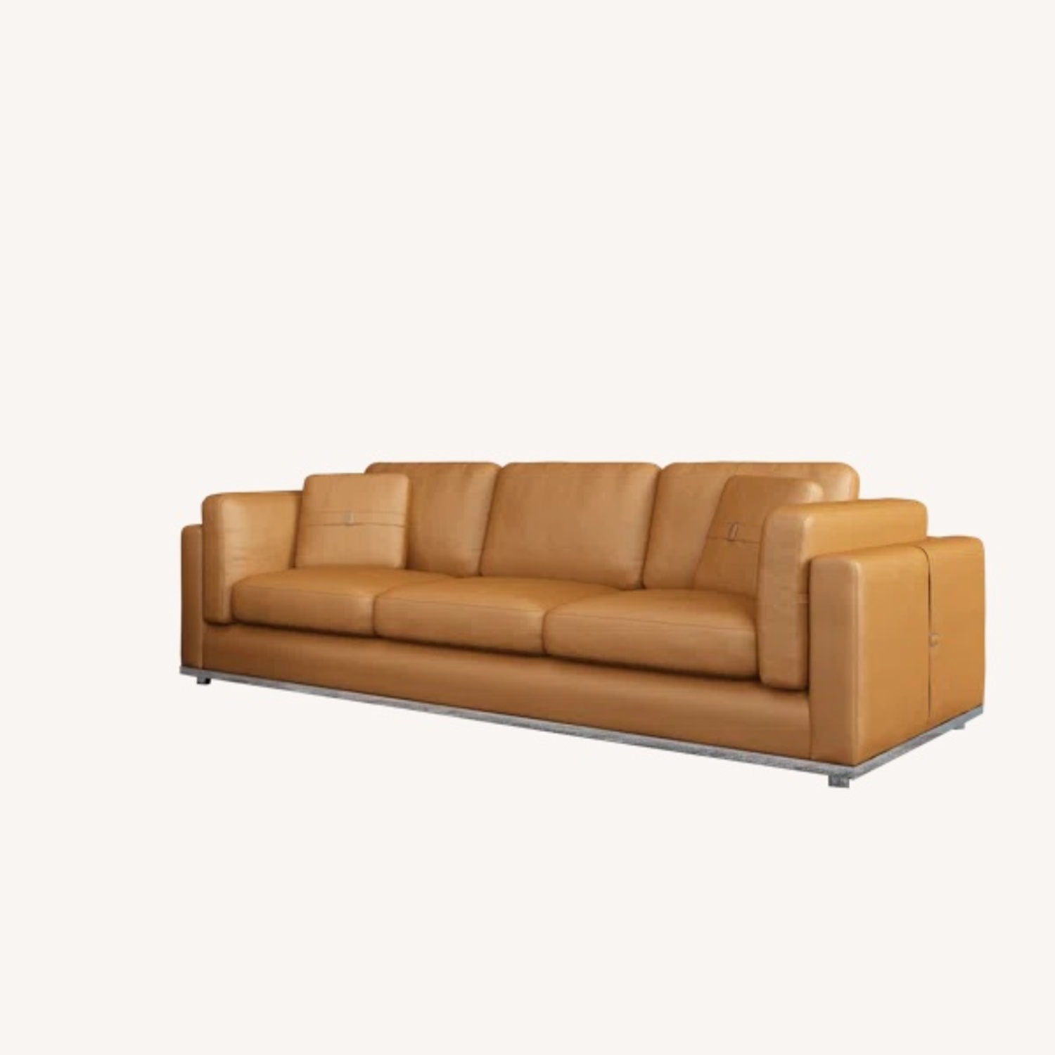 Picasso 91" Genuine Leather Square Arm Sofa - image-4