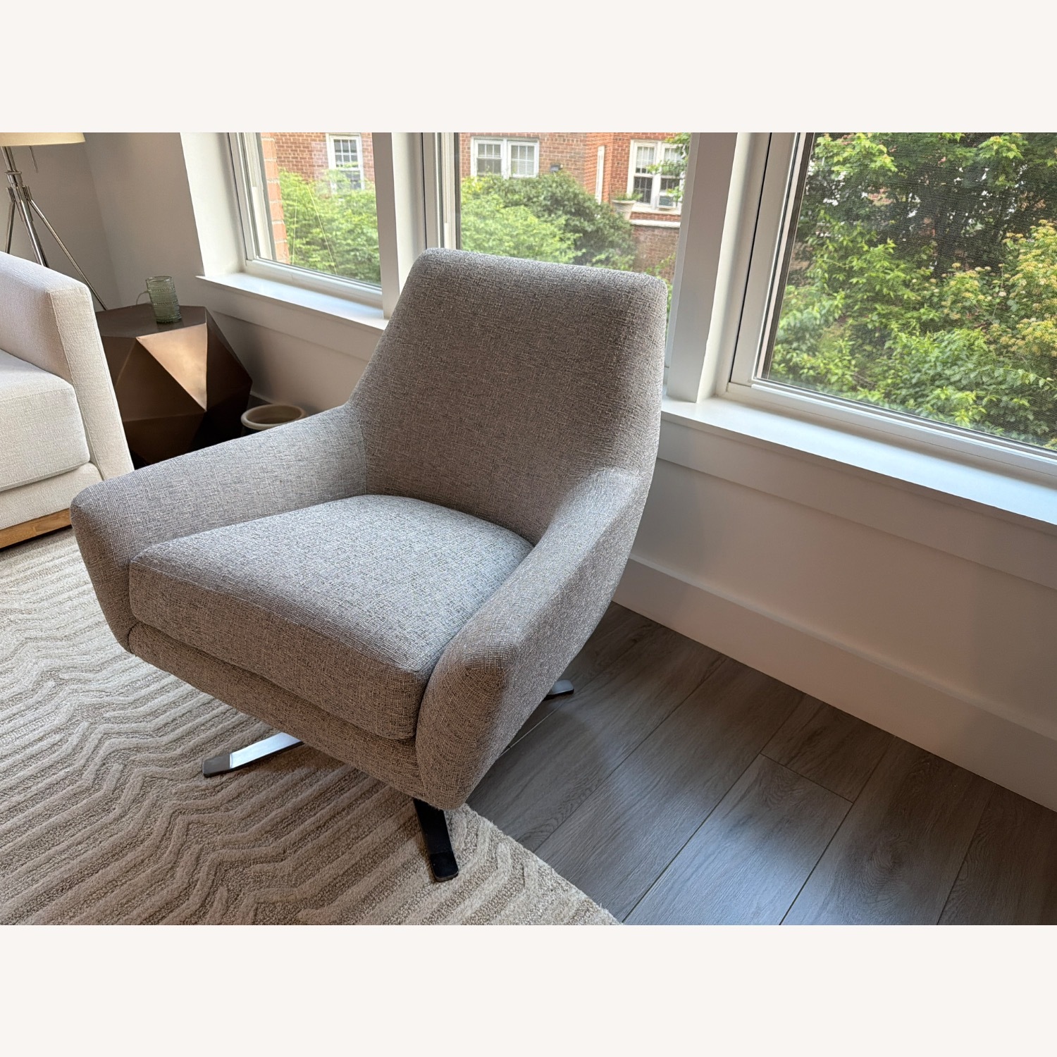 West Elm Lucas Light Gray Linen Accent Chair - image-2