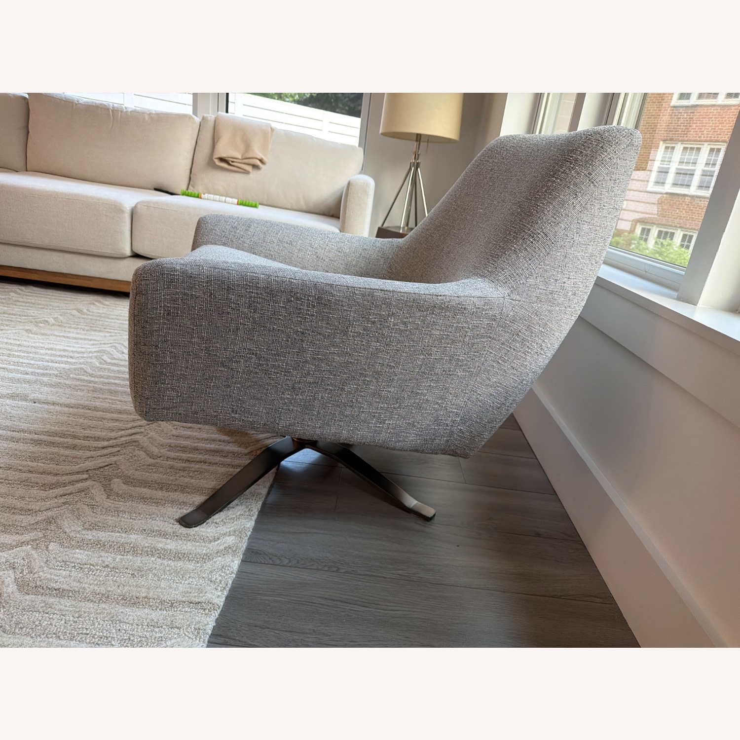 West Elm Lucas Light Gray Linen Accent Chair - image-3