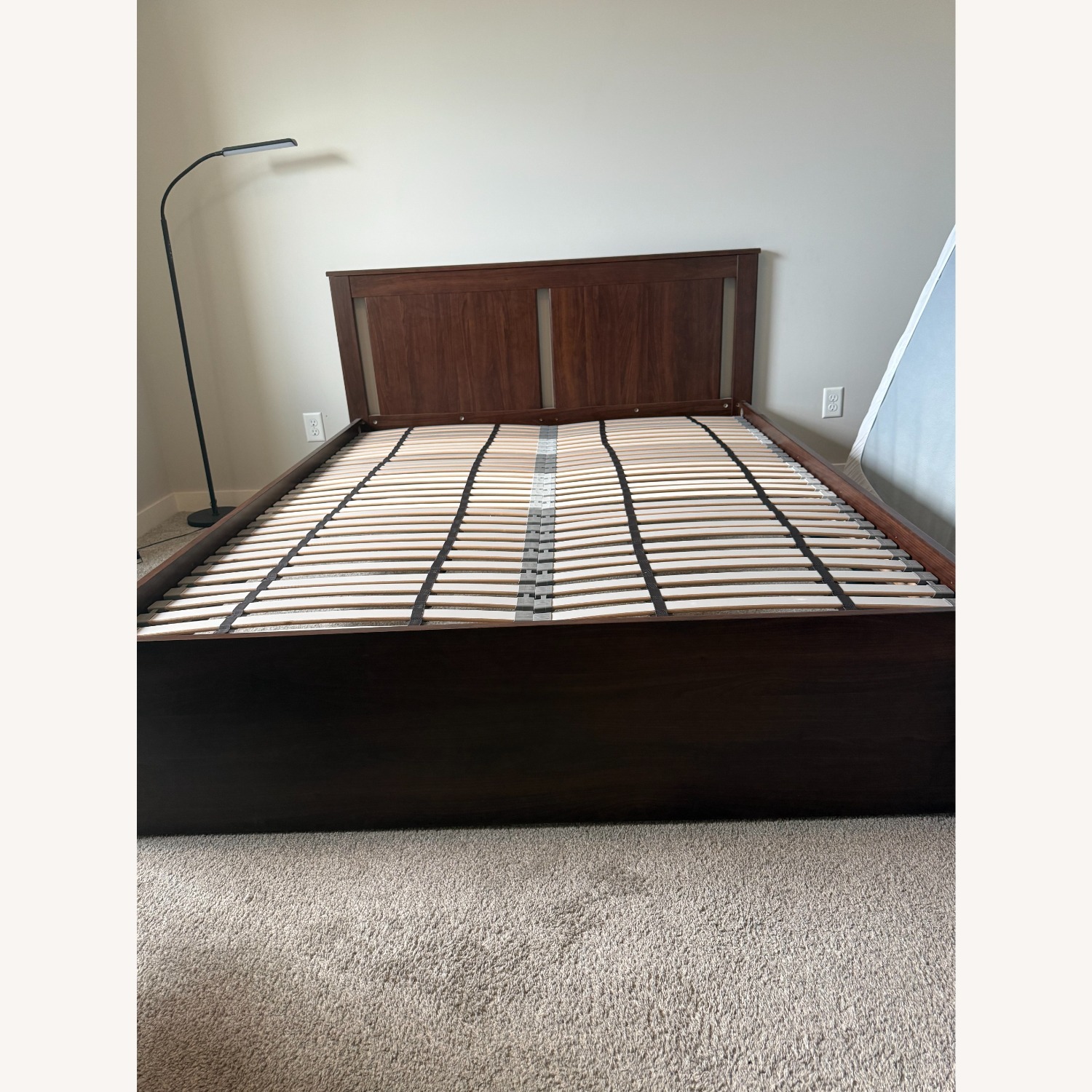 IKEA Songesand Dark Brown Wood Queen Bed - image-3