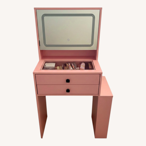 Used Pink Vanity Desk with Built in Mirror for sale on AptDeco