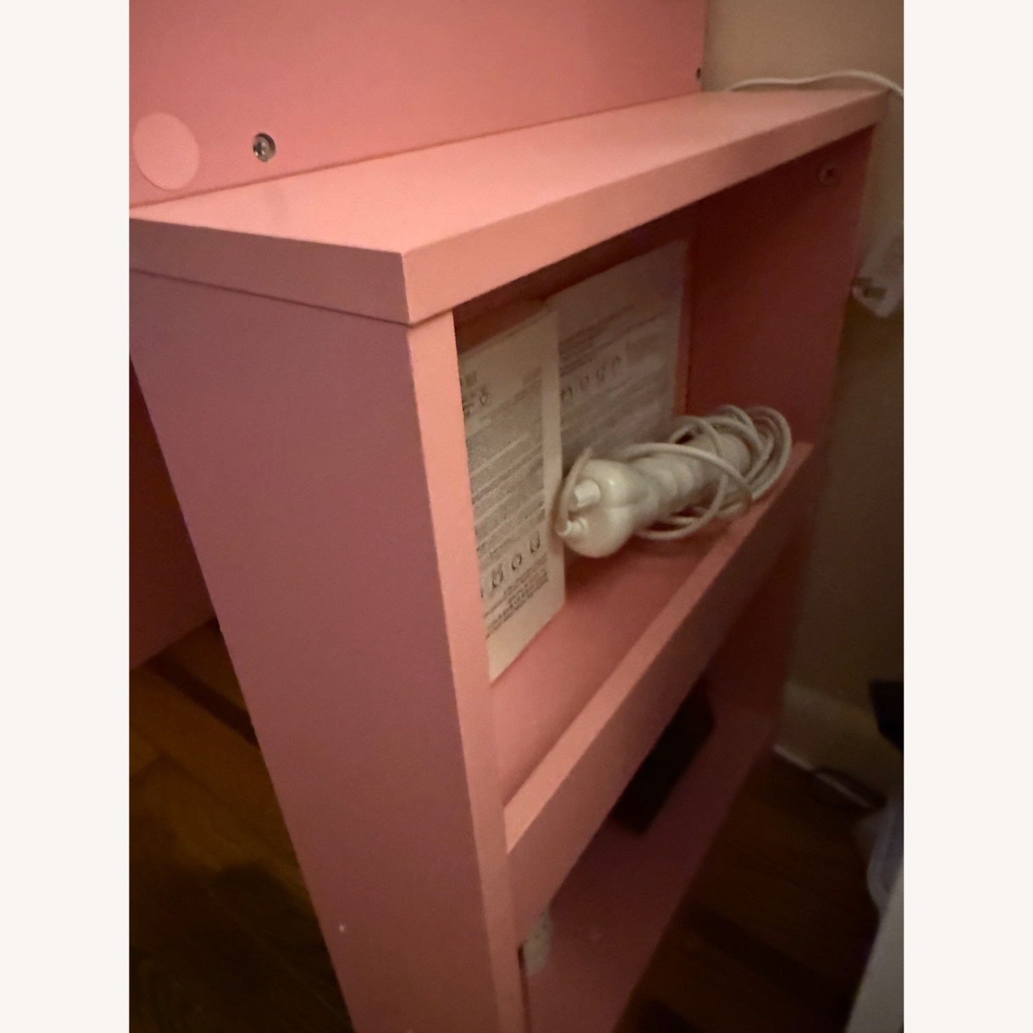 Pink Vanity Desk with Built in Mirror - image-3