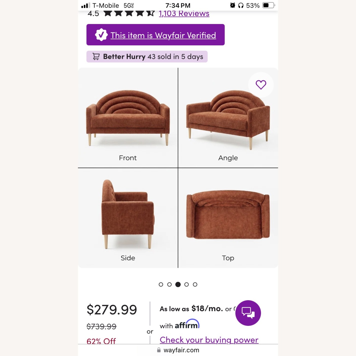 Wayfair Ebern Designs Michala Upholstered Loveseat - image-2