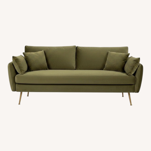 Used Albany Park Park Green Velvet Sofa + Ottoman for sale on AptDeco