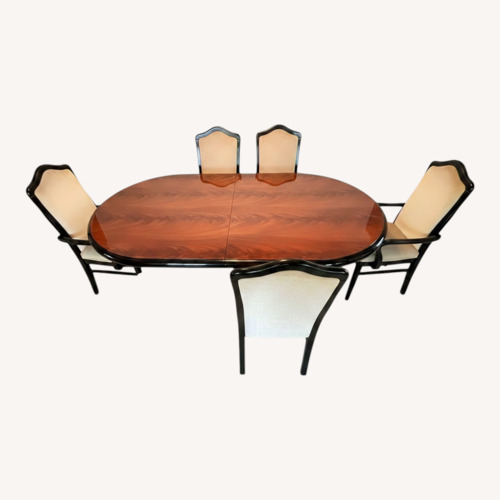 Used Black Wood Dining Set W 6 Chairs  for sale on AptDeco