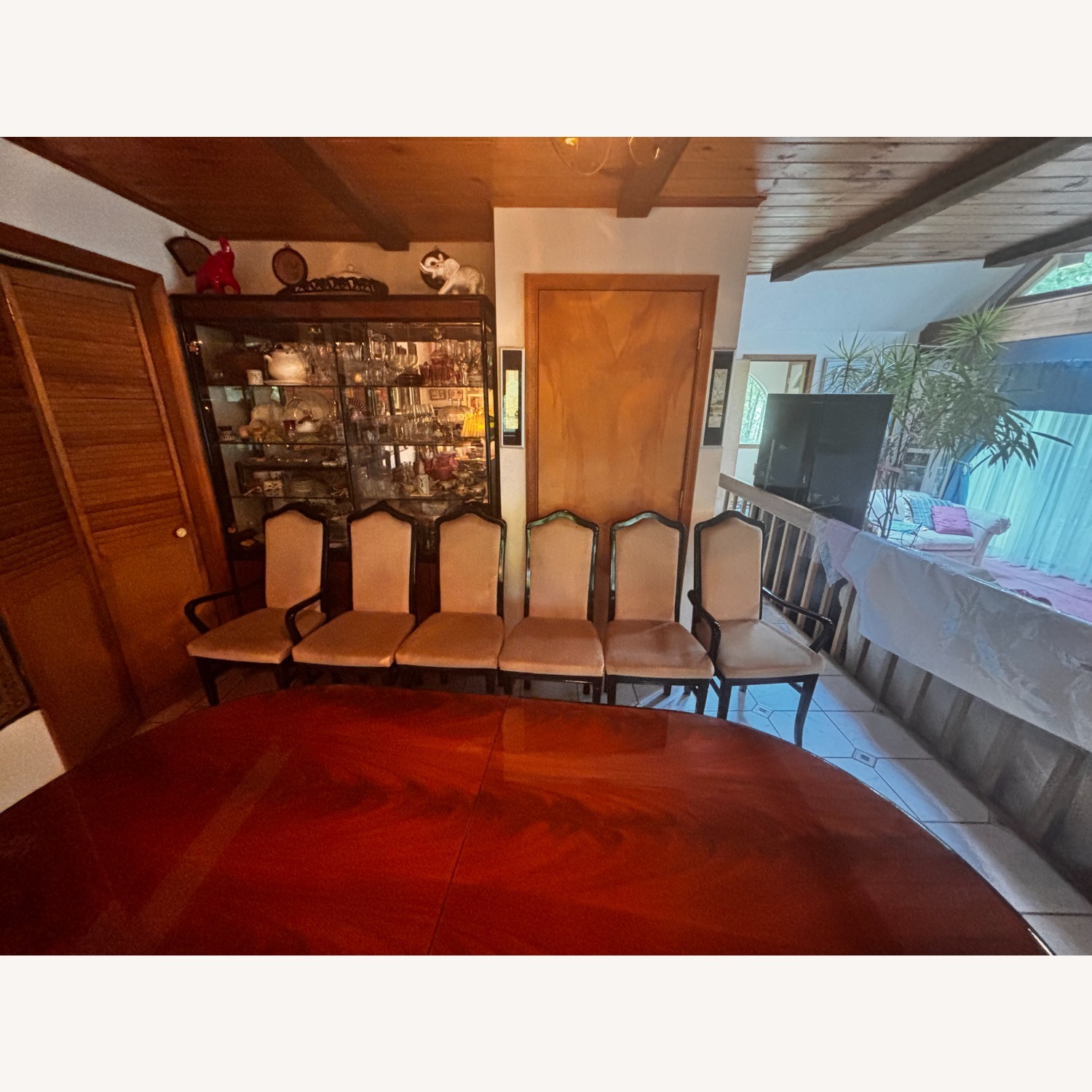 Black Wood Dining Set W 6 Chairs - image-3