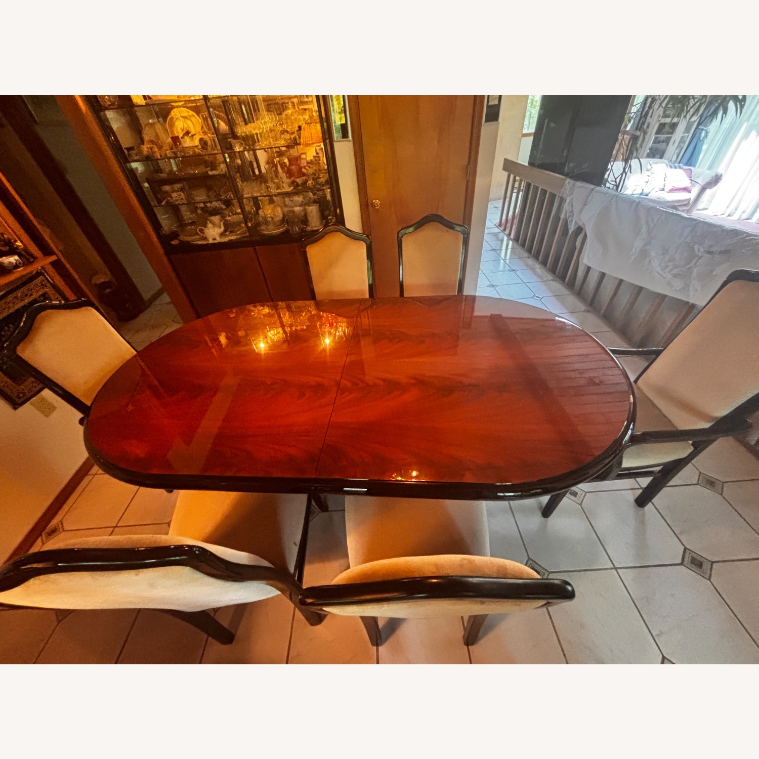 Black Wood Dining Set W 6 Chairs - image-1