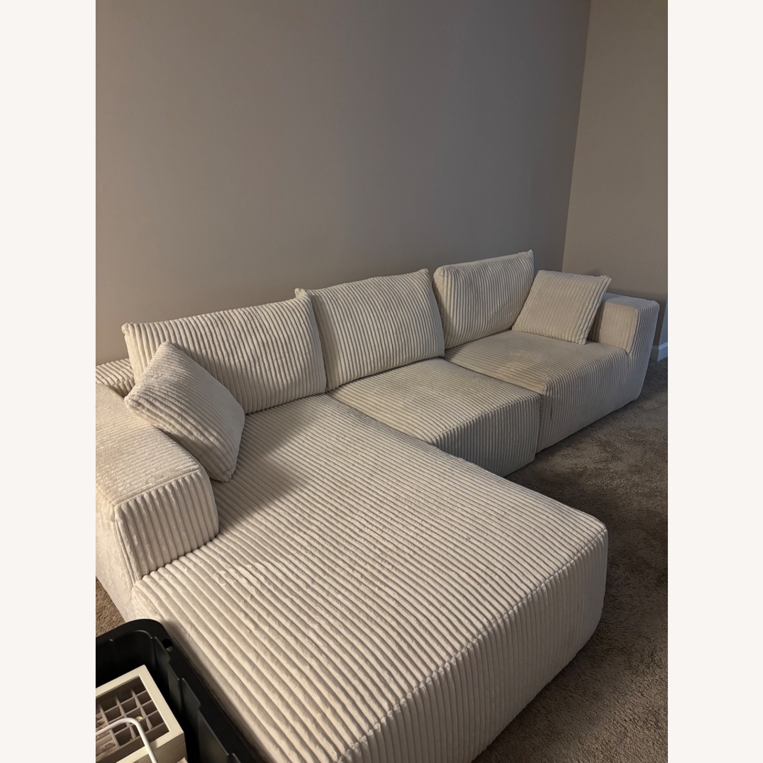 White Velvet 3+ Piece Sectional - image-6