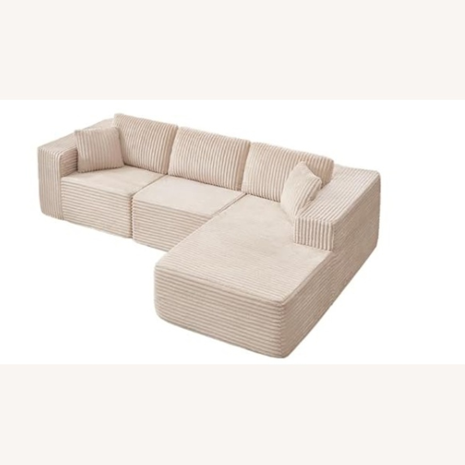 White Velvet 3+ Piece Sectional - image-4