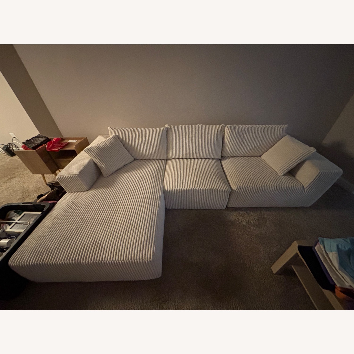 White Velvet 3+ Piece Sectional - image-5