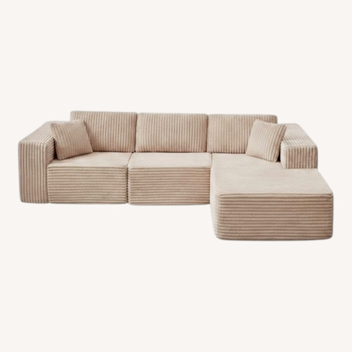 Used White Velvet 3+ Piece Sectional for sale on AptDeco