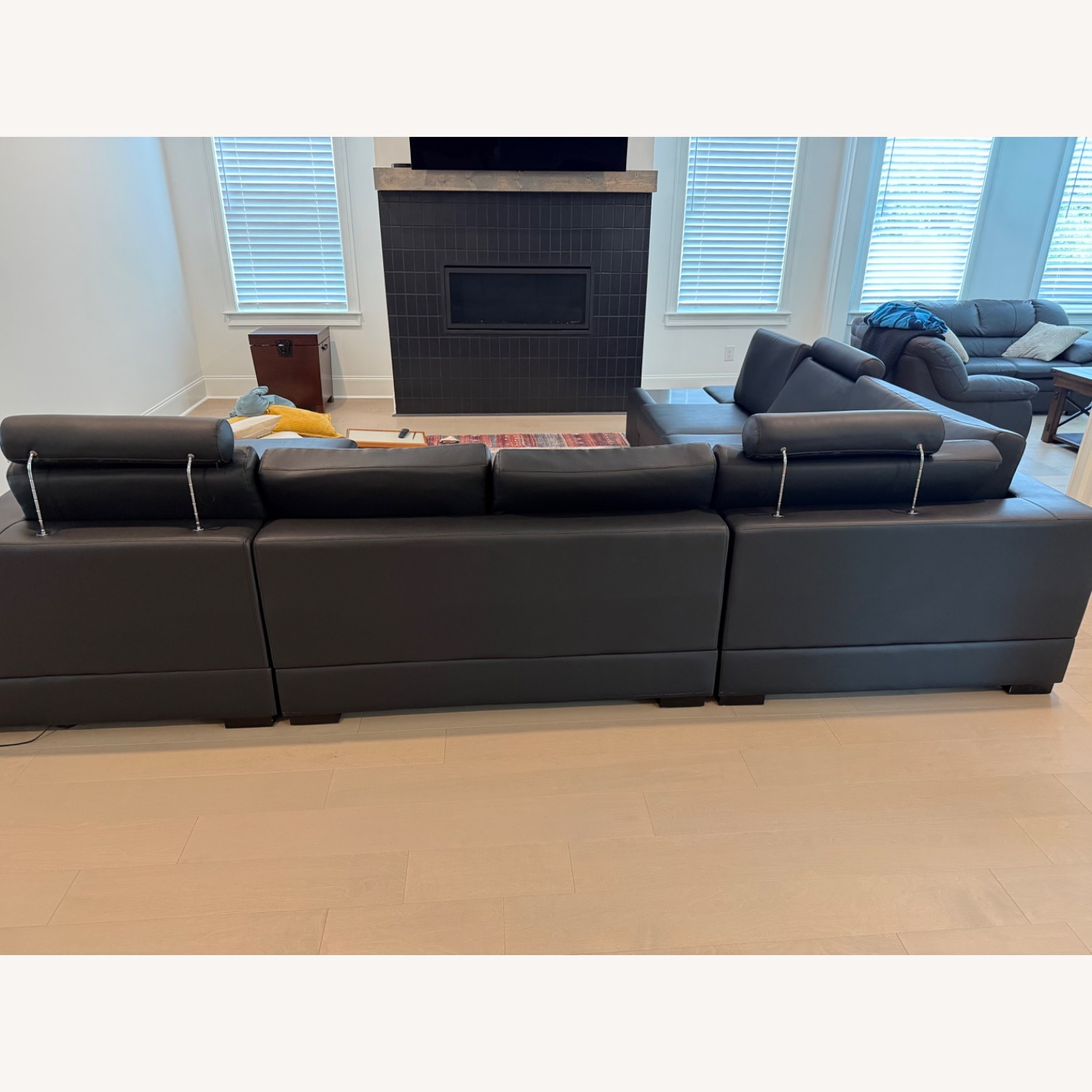 Black Leather 4 Piece Sectional - image-4