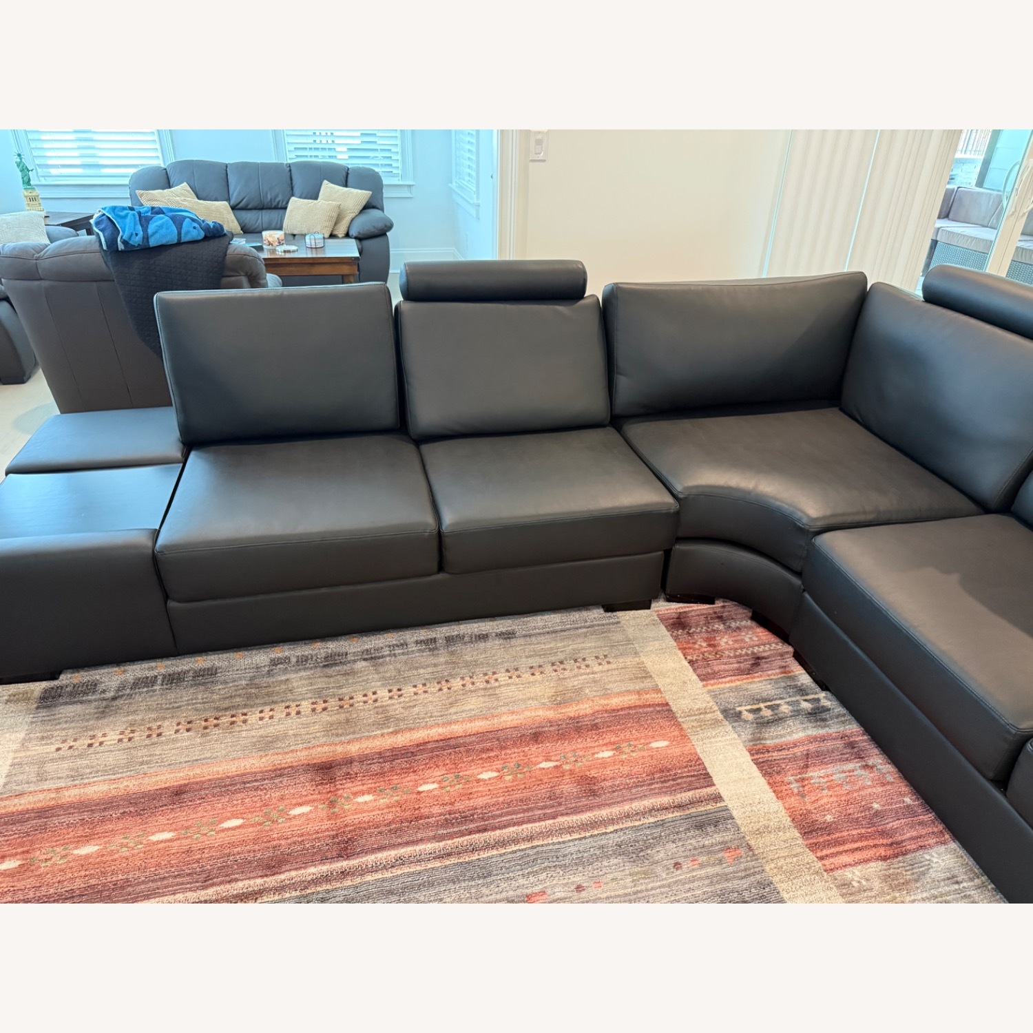 Black Leather 4 Piece Sectional - image-3