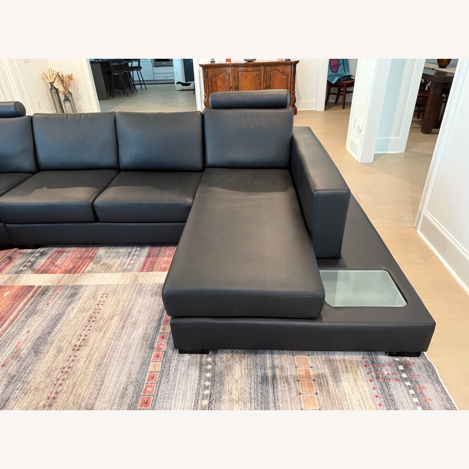 Black Leather 4 Piece Sectional - image-2