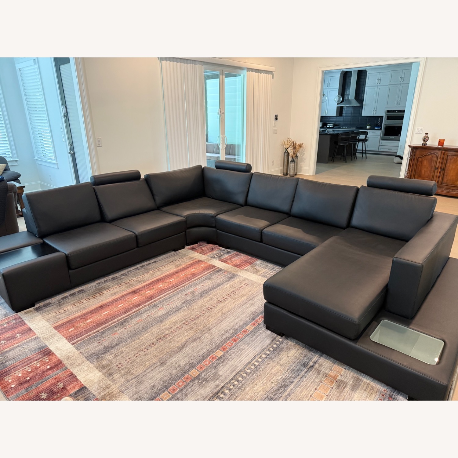 Black Leather 4 Piece Sectional - image-1