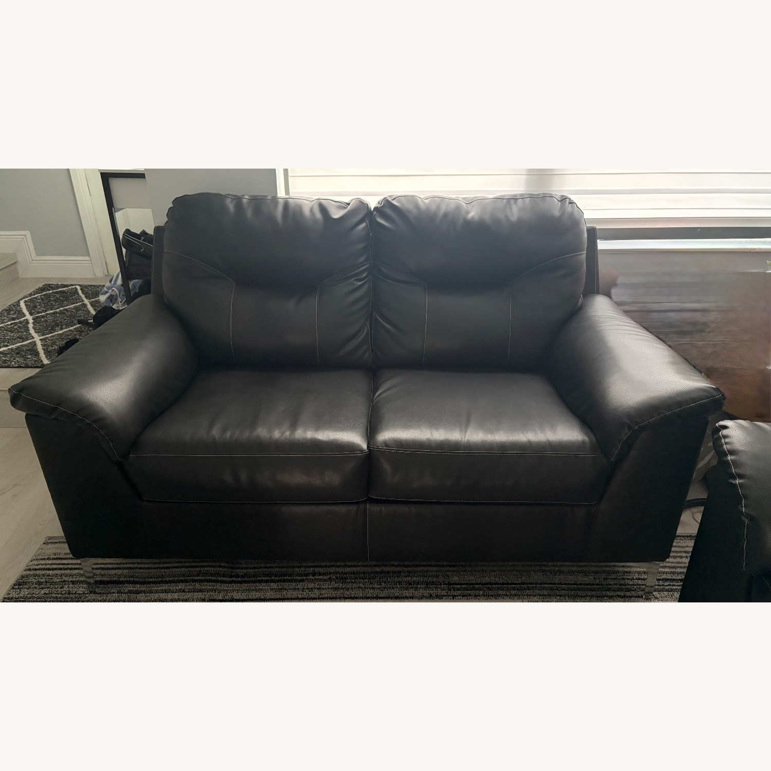 Black Leather Sofa - image-1