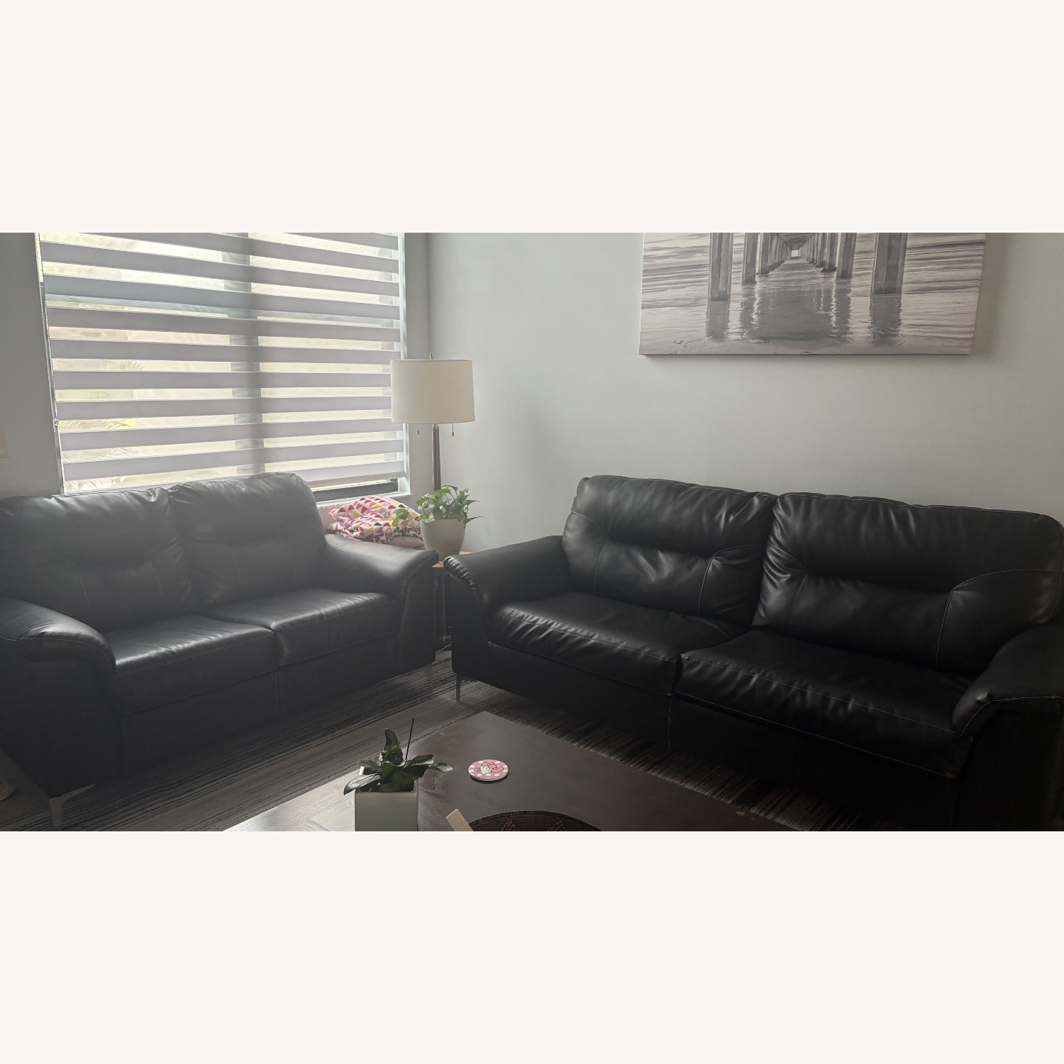 Black Leather Sofa - image-3