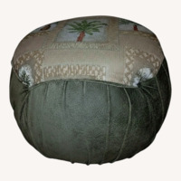 Vintage Coastal Palm Tree Ottoman