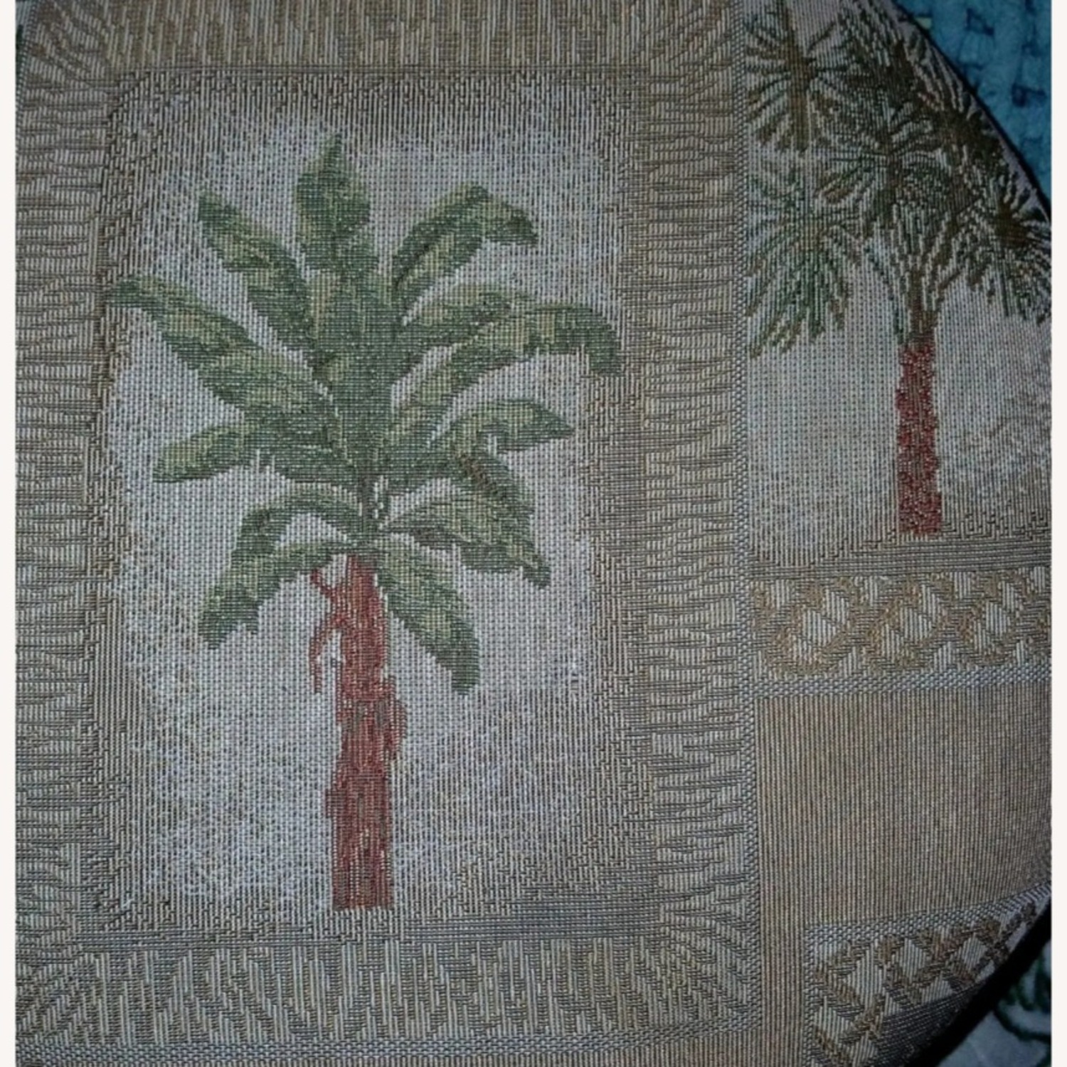 Vintage Coastal Palm Tree Ottoman - image-2