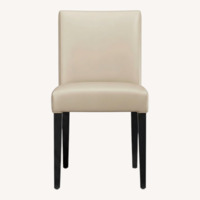 Crate & Barrel Lowe Light Gray Leather Dining Chairs