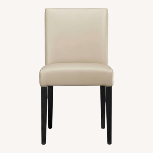 Used Crate & Barrel Lowe Light Gray Leather Dining Chairs for sale on AptDeco