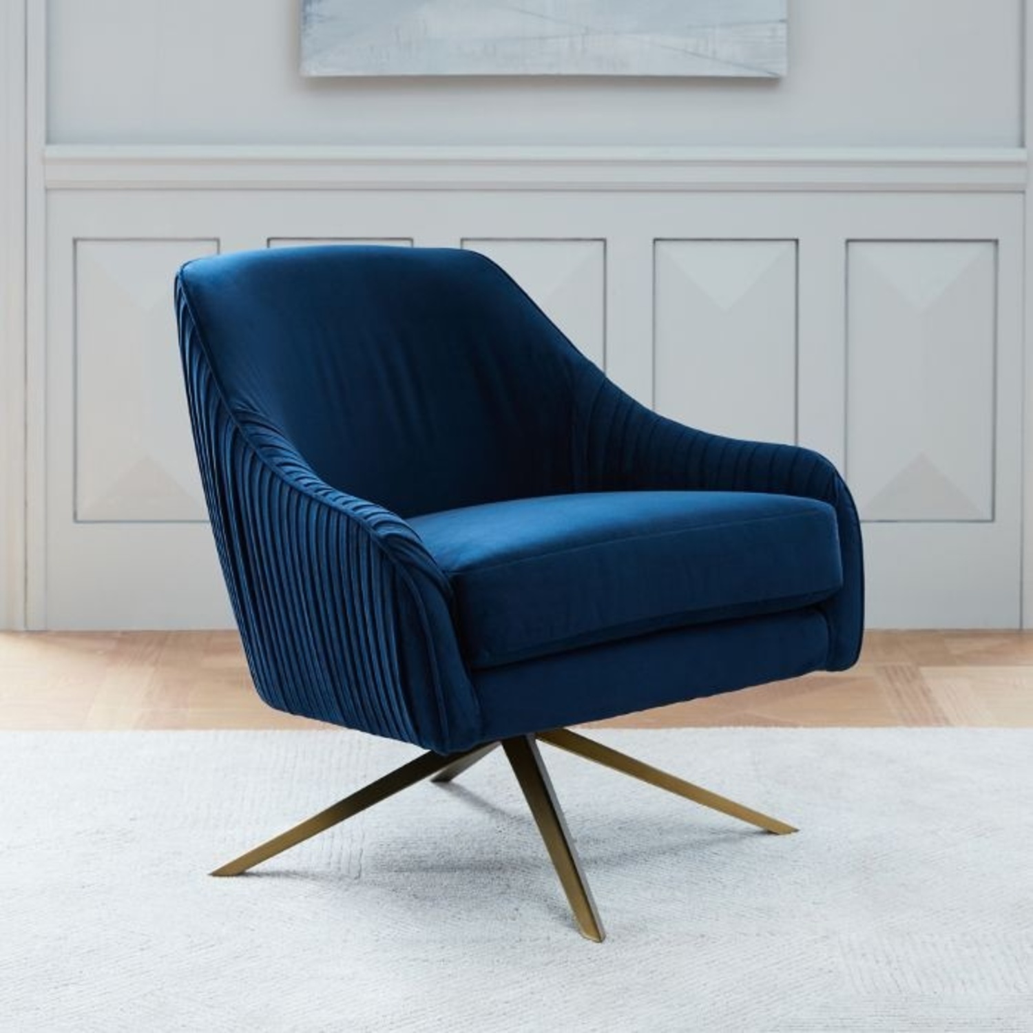 West Elm Blue Roar & Rabbit Swivel Chair - image-4