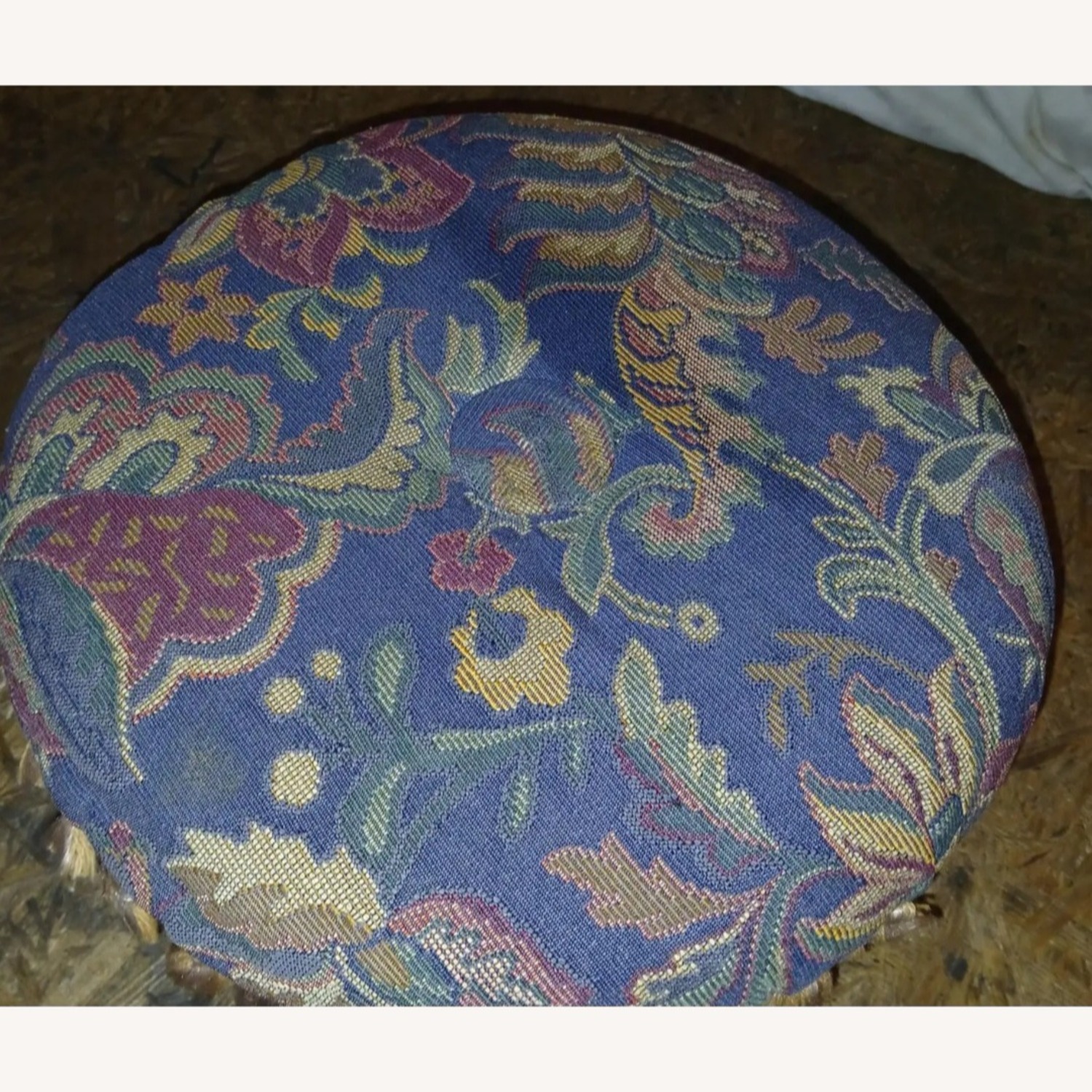 Vintage Tapestry Fringed Ottoman - image-3