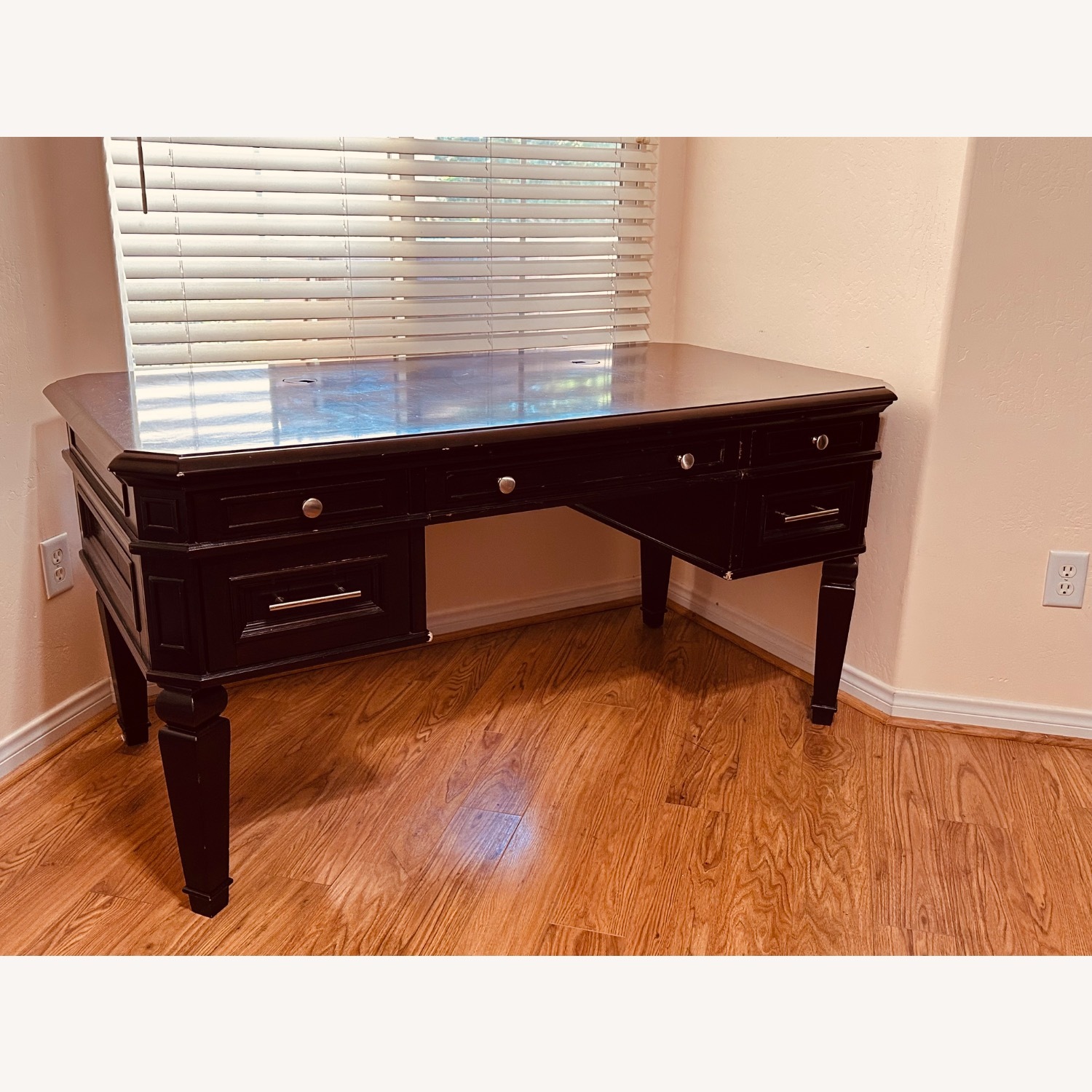 Dark Brown Wood Desk - image-1