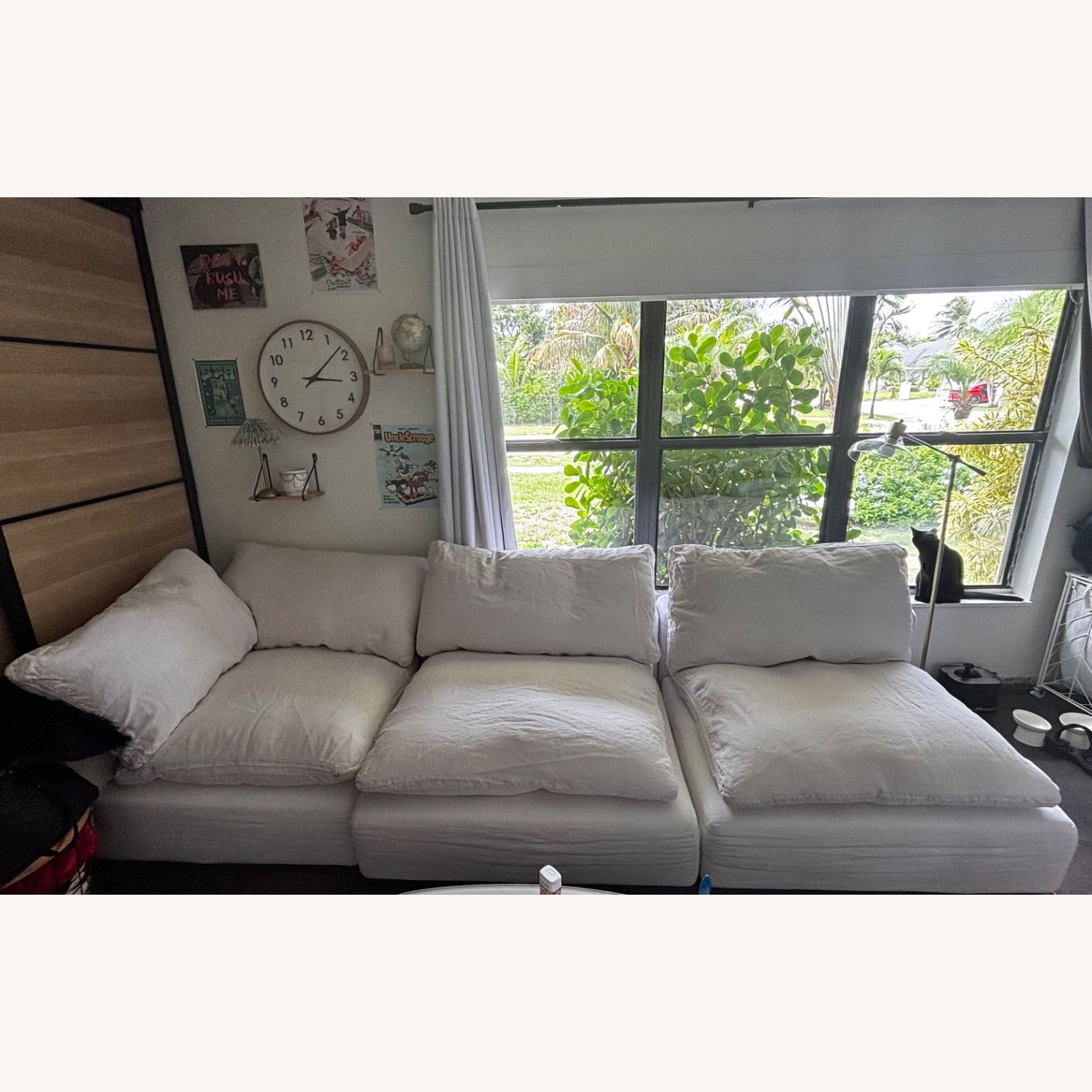 Restoration Hardware Cloud White Linen 3+ Seater Sofa - image-1