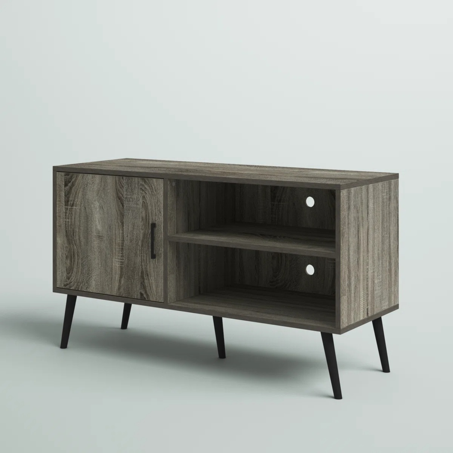 Wade Logan Light Gray Wood Media Storage - image-4