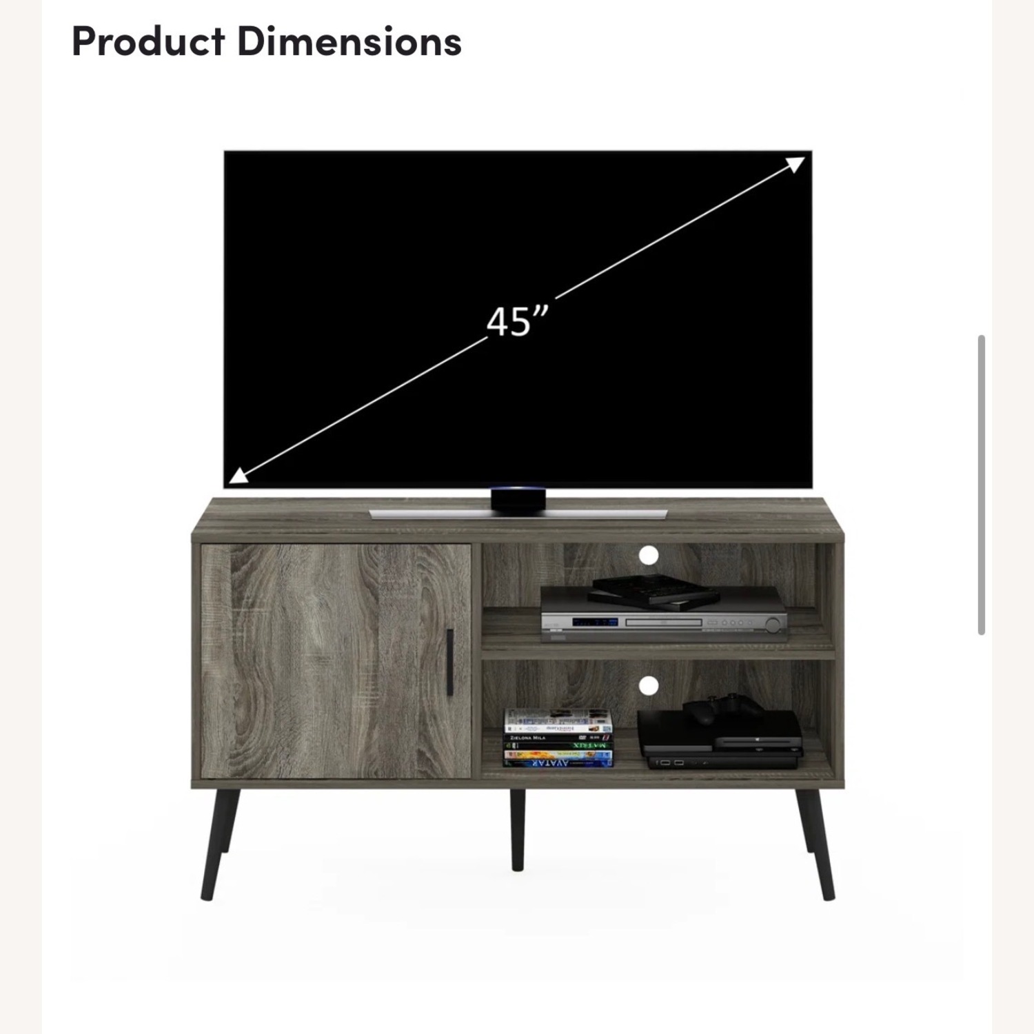 Wade Logan Light Gray Wood Media Storage - image-3