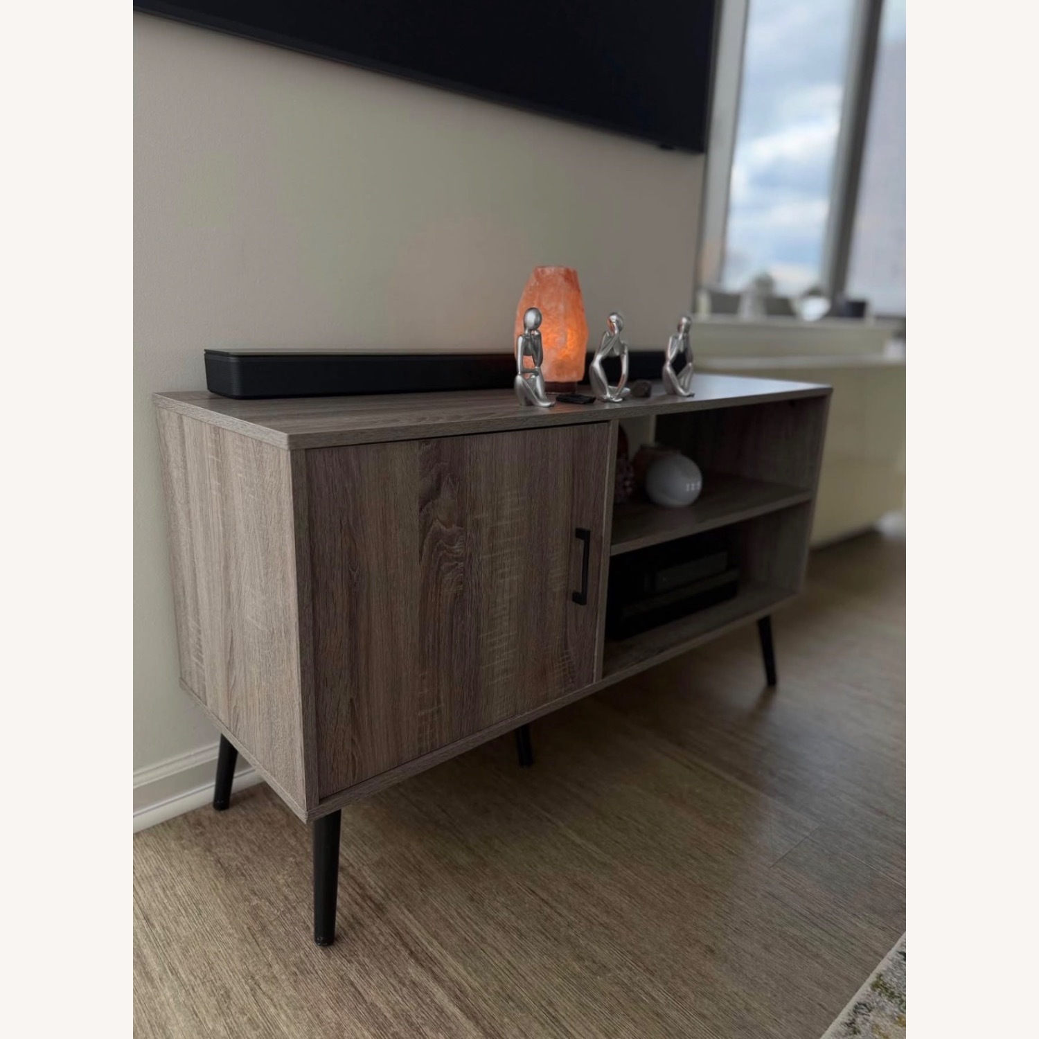 Wade Logan Light Gray Wood Media Storage - image-2