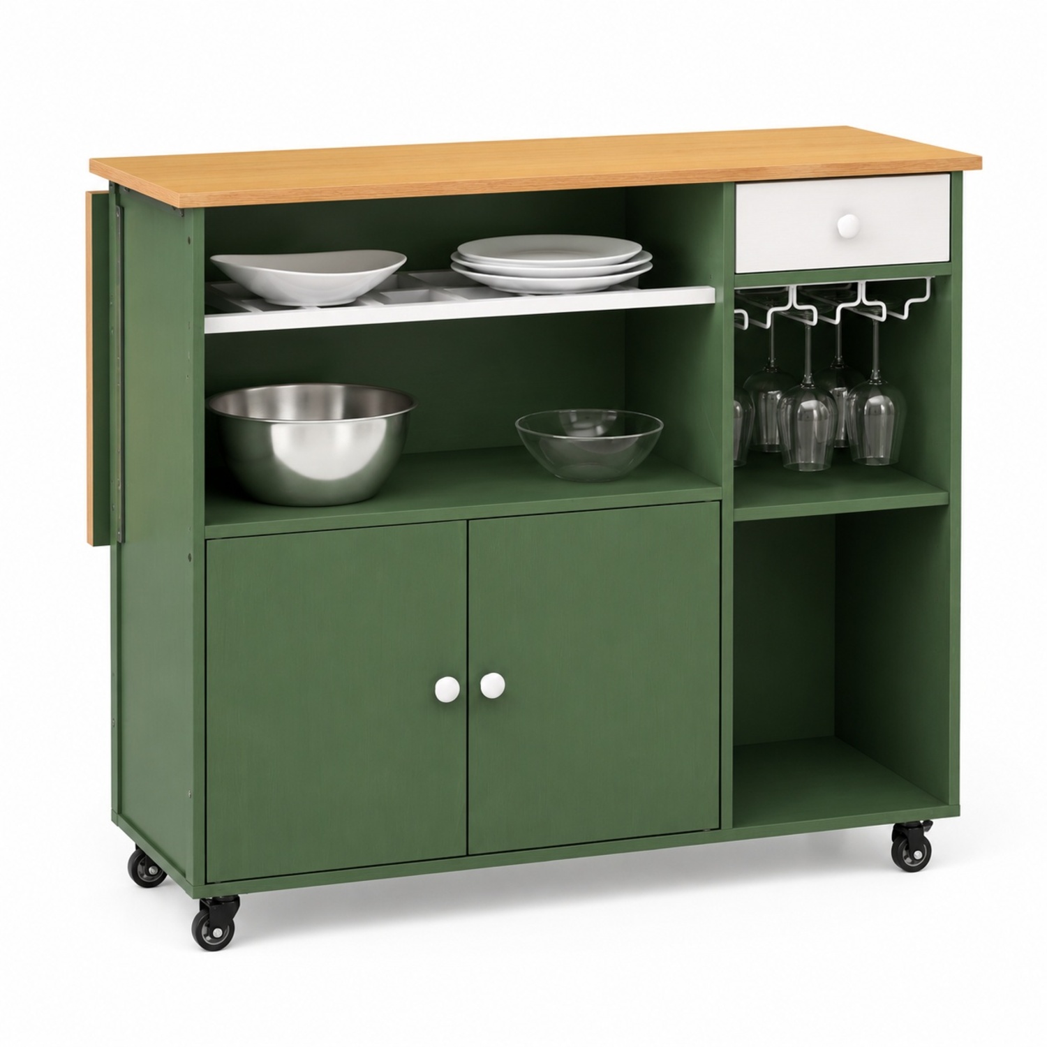 Ironck Green Wood Bar Cart - image-6