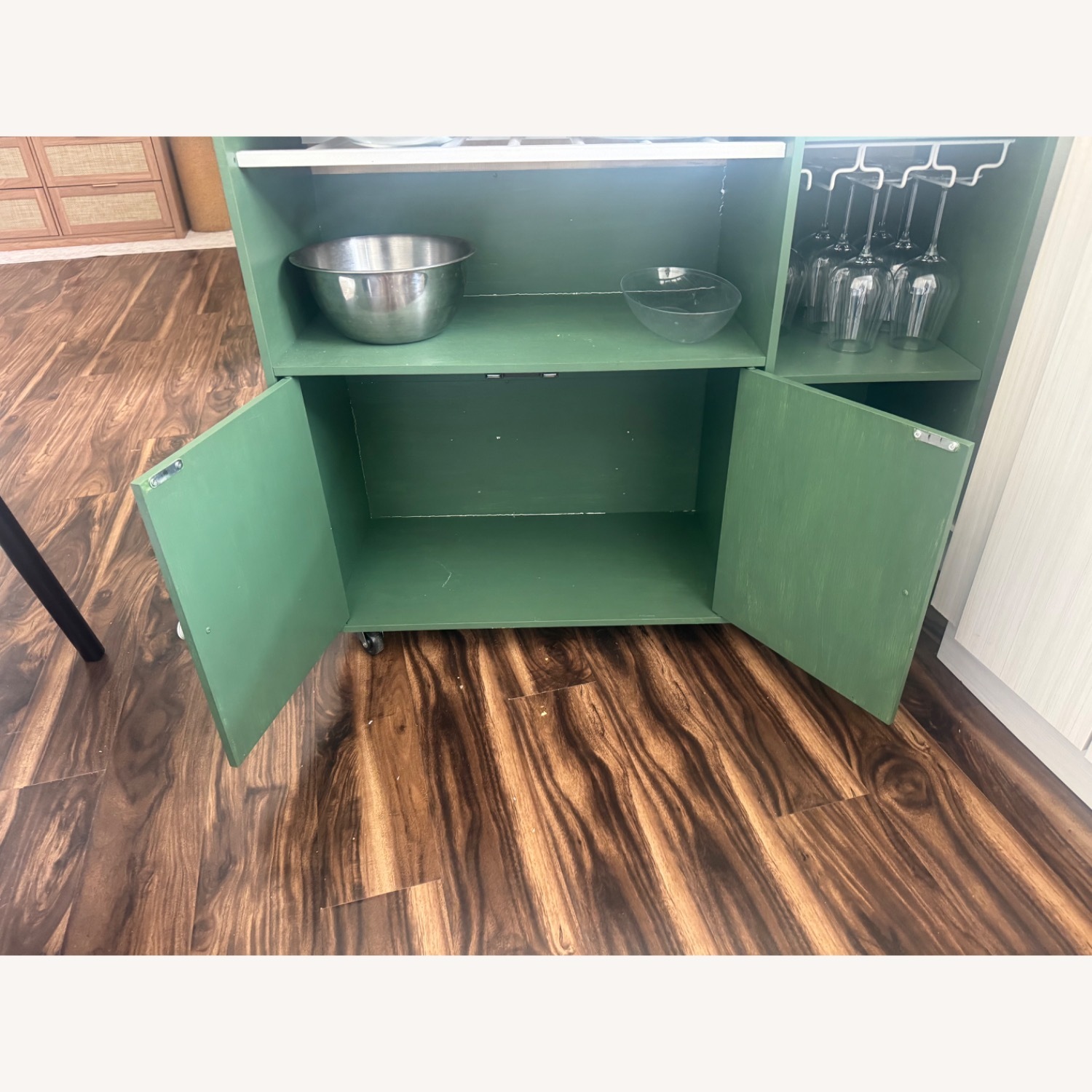 Ironck Green Wood Bar Cart - image-2